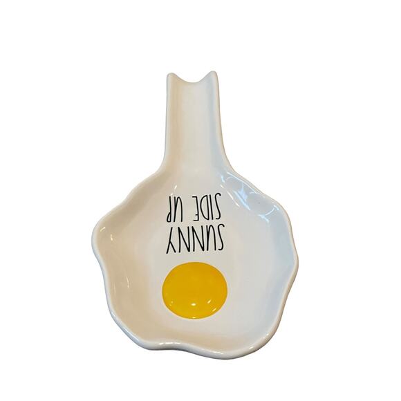 RAE DUNN Sunny Side Up Ceramic Spoon Rest Yellow | White | Black NEW - Picture 7 of 10